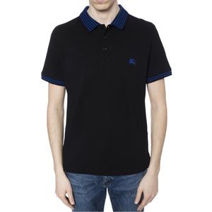 Burberry Black Blue Rib Polo Shirt L